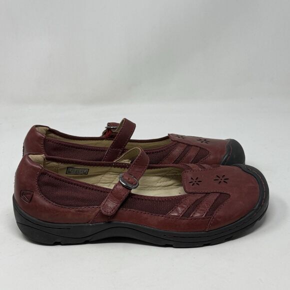 Keen Paradise Mary Jane Shoes Womens 11 Burgundy Leather Casual Comfort Office - Picture 1 of 16